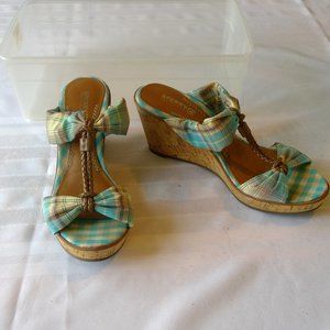 Sperry  blue plaid topsider wedges, size 7.5
